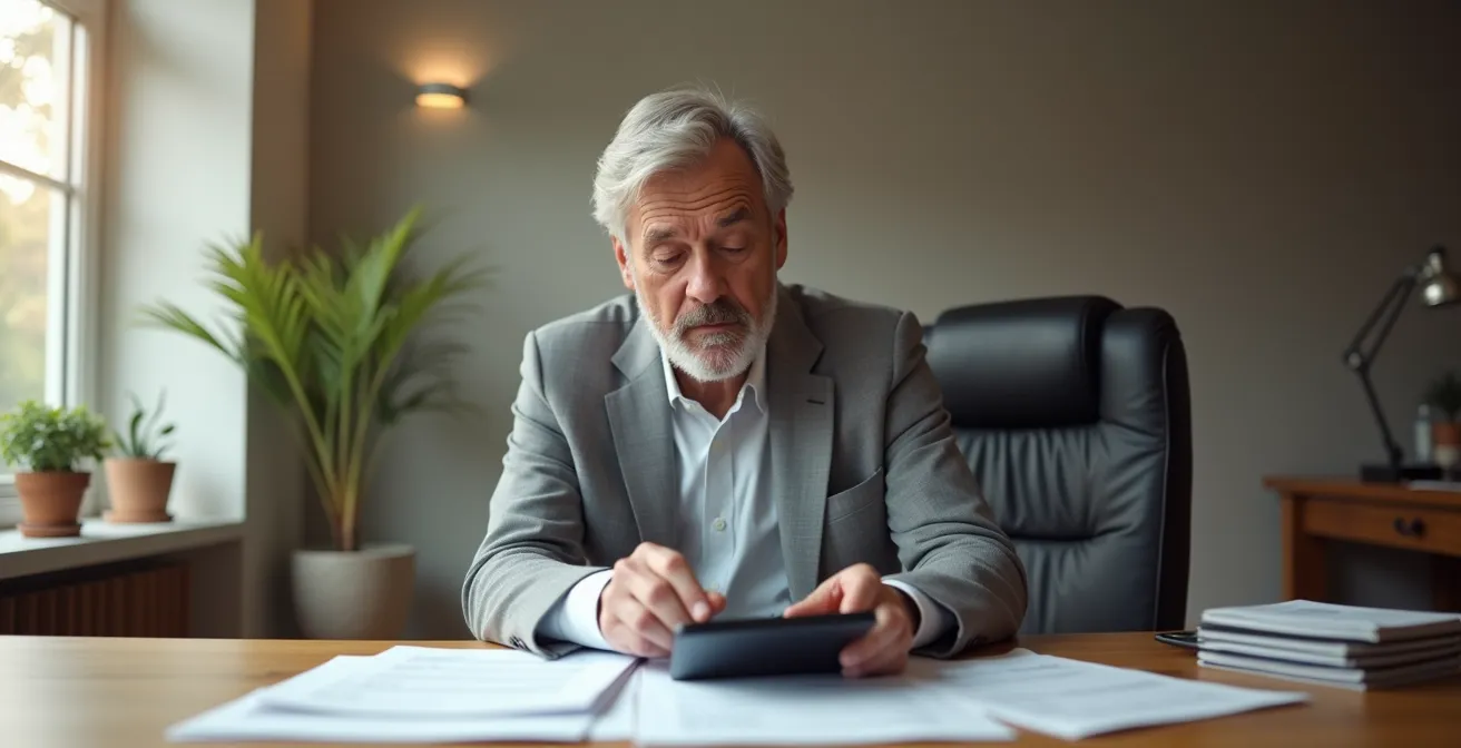 Une personne analysant des documents financiers dans un environnement minimalist, représentant les décisions fiscales liées à l'épargne retraite