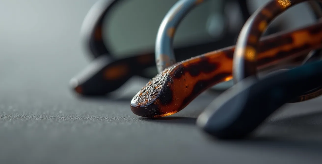 Composition montrant l'évolution de l'usure de différentes qualités de lunettes au fil du temps