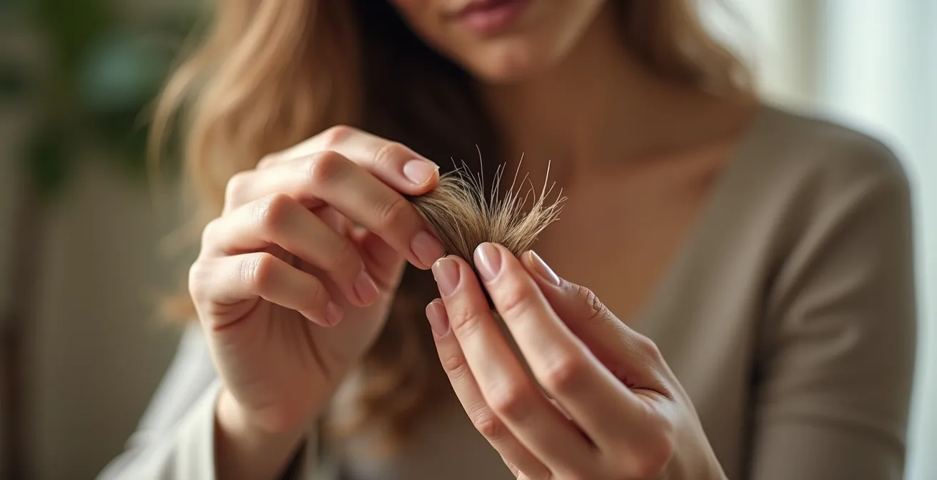 Mains analysant différentes textures de cheveux