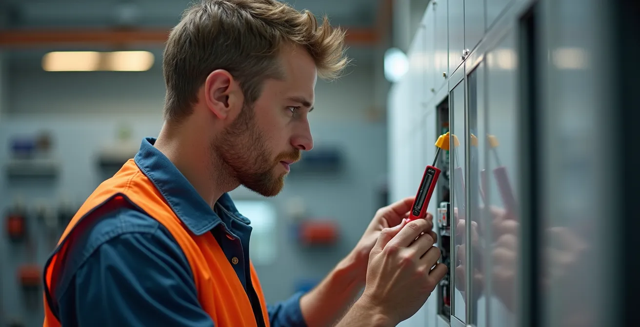 Électricien analysant les besoins spécifiques pour le dimensionnement d'un tableau