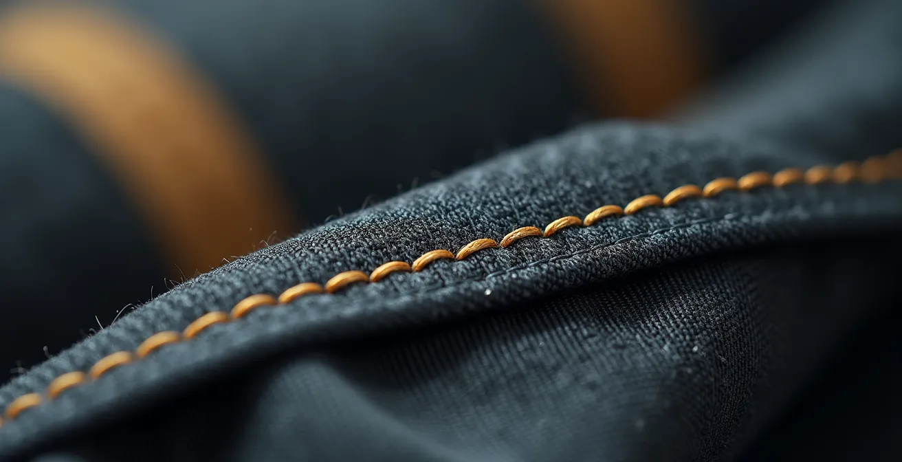 Gros plan sur des coutures de haute qualité d'un vêtement français