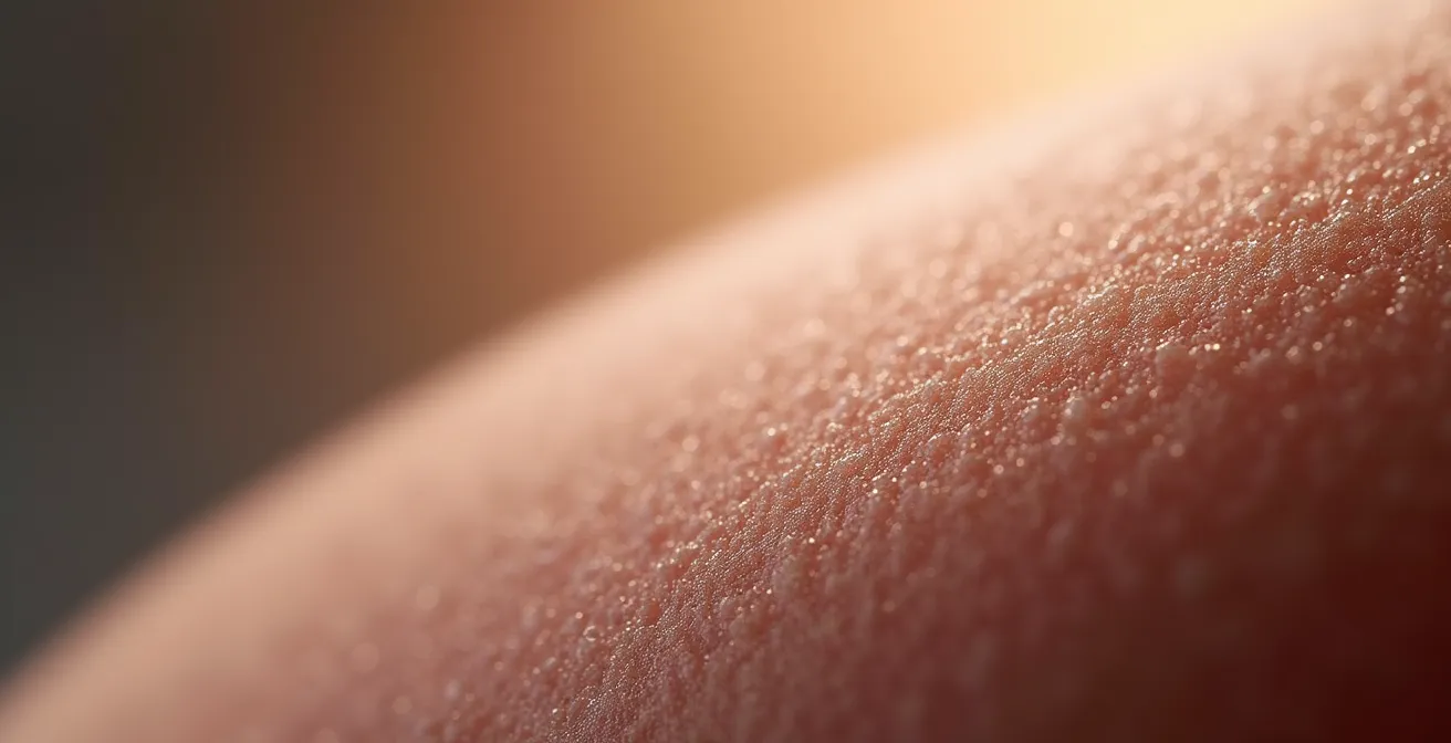 Gros plan sur texture de peau parfaitement lisse avec jeu de lumière
