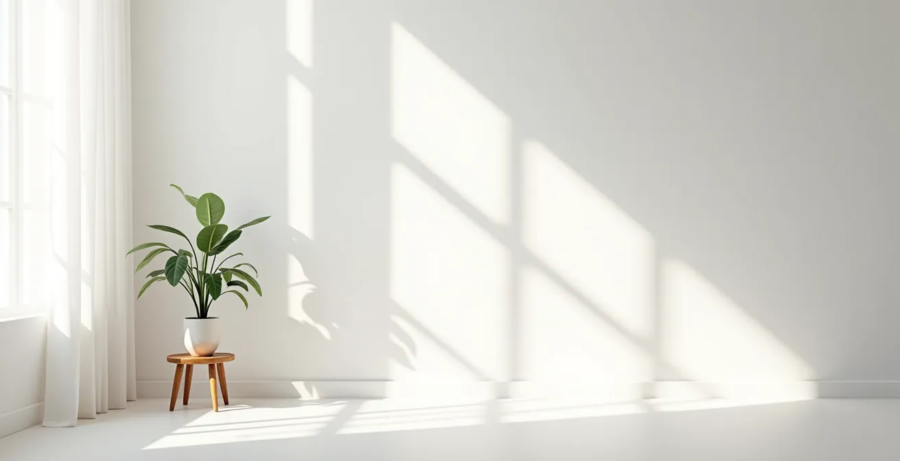 Espace de création vidéo épuré avec lumière naturelle