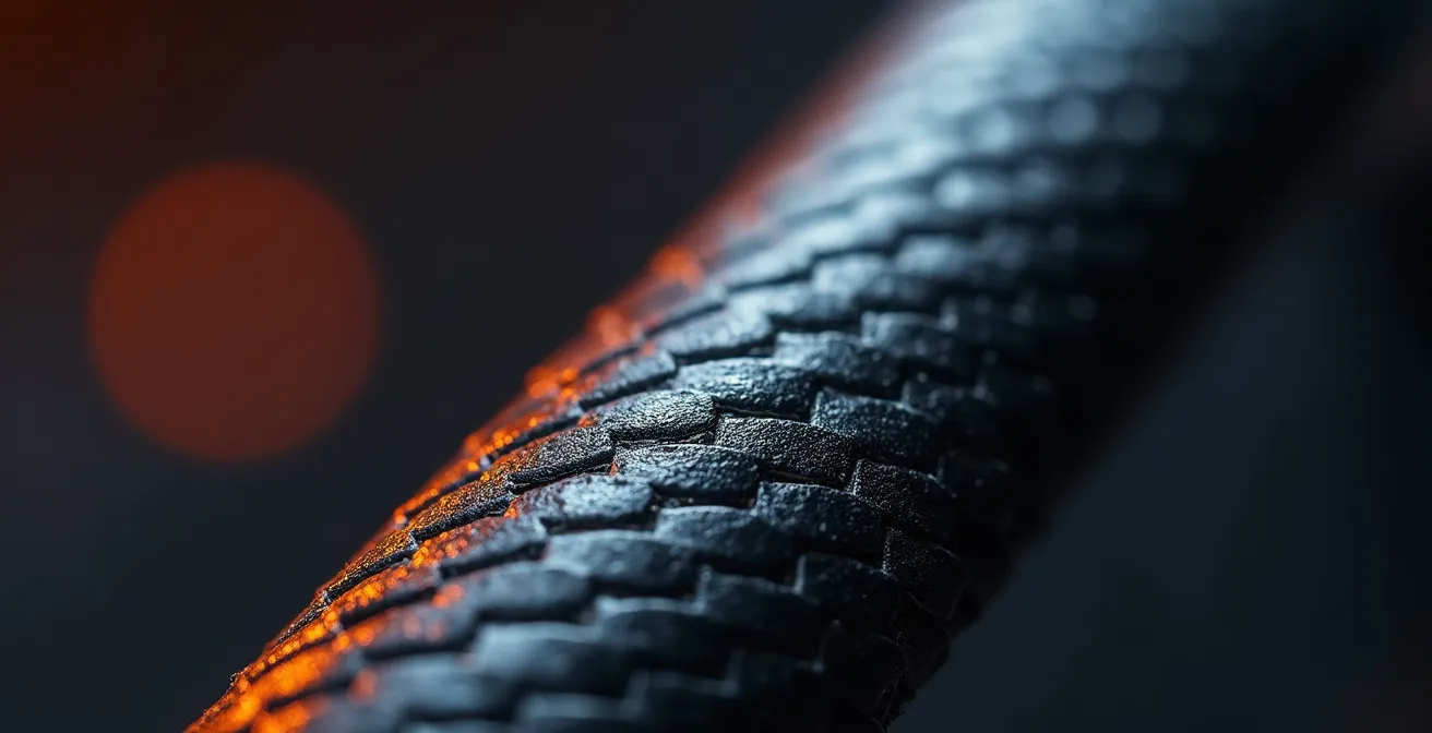 Détail macro de la texture d'un matériau sportif haute résistance