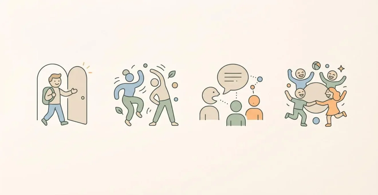 Les quatre temps d'un premier atelier d'impro : accueil, échauffement, exercice et jeu collectif